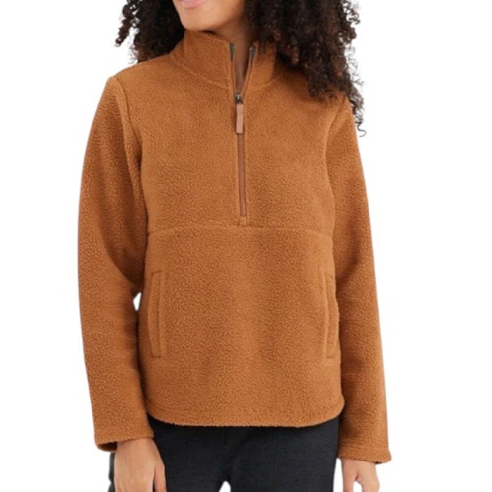 Free Fly Sherpa Fleece Half Zip Women's Small Camel Brown Tan